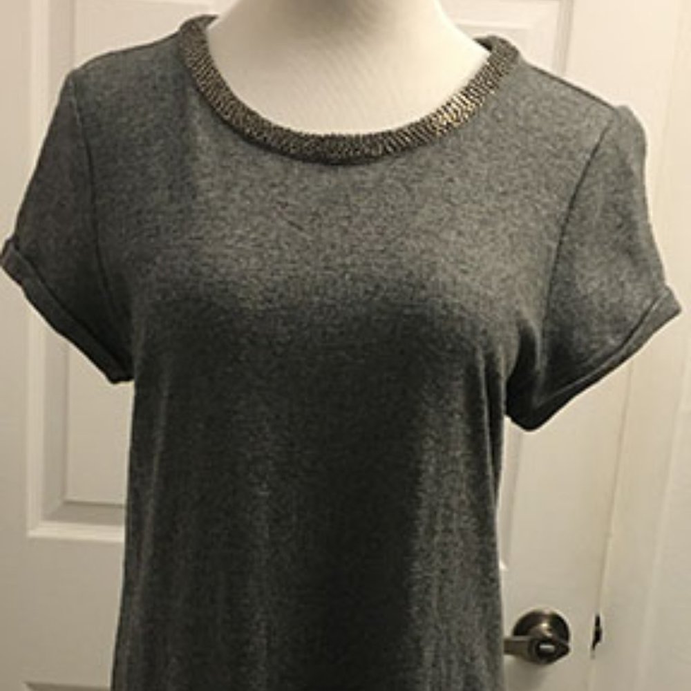 LOFT gray beaded round neck dress
